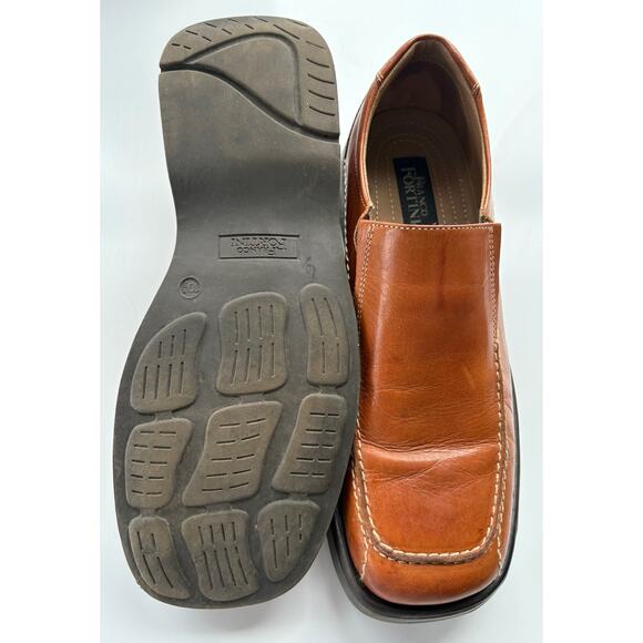 Franco Fortini Leather Loafer Mens 10.5 Brown Lance Slip-on Dress Shoe Square - Picture 7 of 7